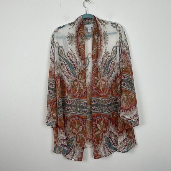 Soft Surroundings Multi colored sheer cardigan / coverup Paisley Print Size Smal - Picture 1 of 7